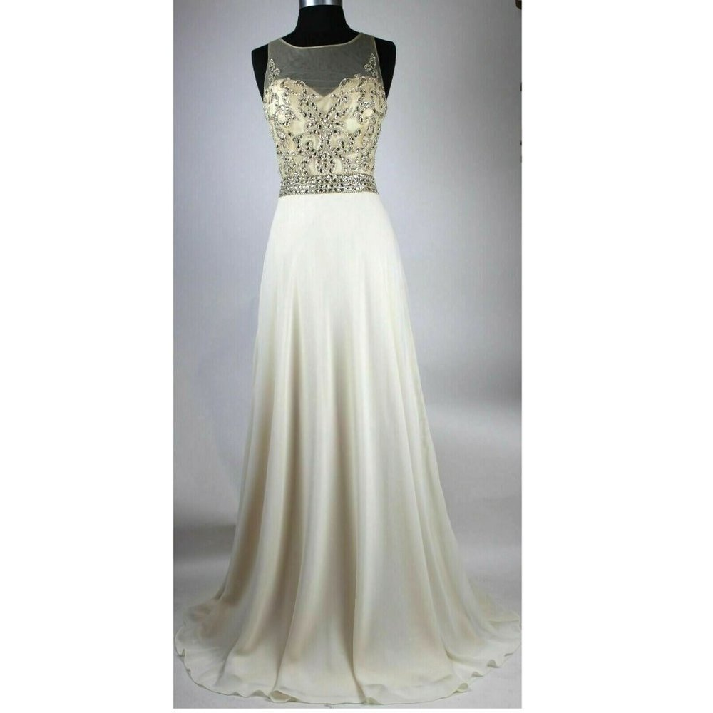 Women's Beaded Long Chiffon Evening Party Formal Bridesmaid Prom Gown Dress